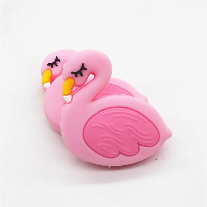 Pink Chenkai 10 шт Силиконовые Бусины Единорог DIY детское животное коала кошка Фламинго пустышка сенсорные ювелирные изделия подарок Игрушка аксессуары - Цвет: Pink