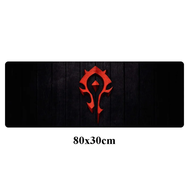 Черный World of Warcraft 80x30 см большой коврик для мыши геймерский Орда Союз Резиновый отаку XXL игровой коврик для Мыши Компьютерный коврик аксессуары для ПК - Цвет: Черный