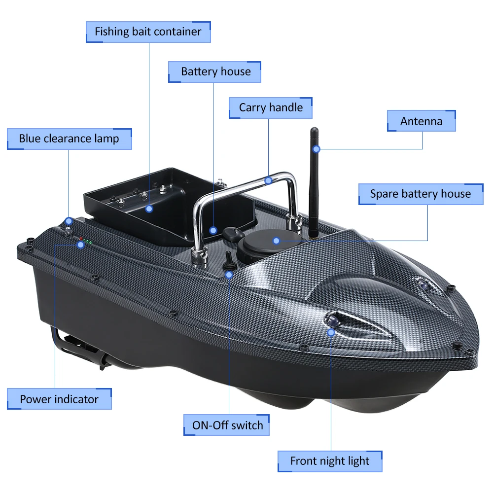 RC Bait Boat C118 Wireless Intelligent Remote Control Fishing Boat 500M Night Light Lure Fishing Ship One Key Fixed Speed Cruise 4