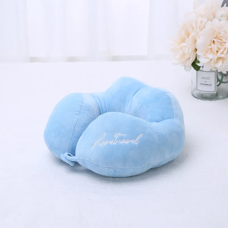 light blue Оригинальная подушка для путешествий с u-образной подушкой, практичная подушка для автомобиля Siesta u-образной формы, домашняя Подарочная подушка с кристаллами из полипропилена и хлопка - Цвет: light blue