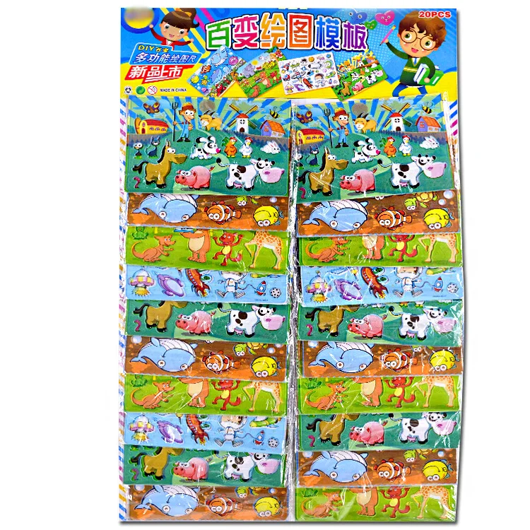 

Children Multi-functional Painting Ruler Young STUDENT'S Geometry Graphics Template Painting Template Flexible Spirograph Animal