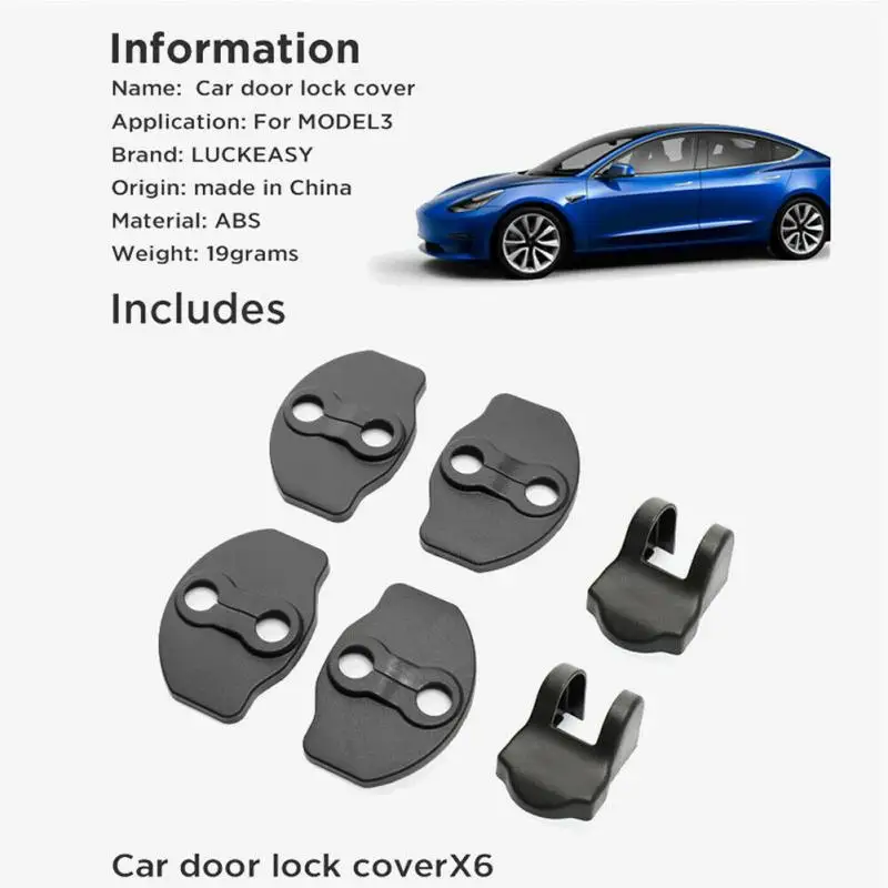6 шт. Защитная крышка дверного замка автомобиля запасная для Tesla модель 3 крышка дверного замка автомобиля анти ржавчины оградительная защита наружная