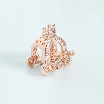 

Authentic 925 Sterling Silver New Rose Gold Crown Pumpkin Carriage Beads Fit Original Pandora Bracelet For Women Diy Jewelry