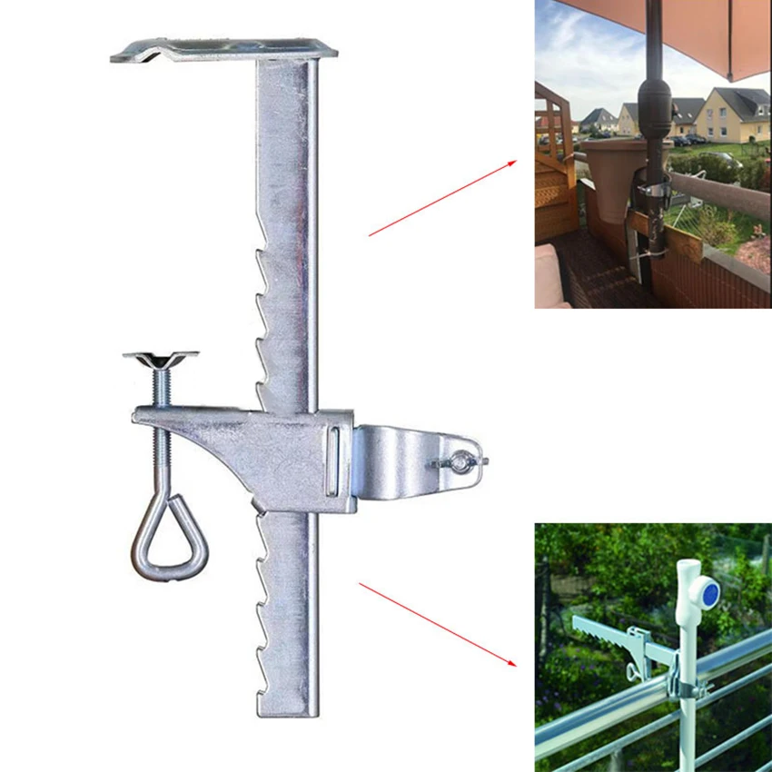 Patio Umbrella Clamp, Umbrella Stand Metal Clamp Mount, Sun Shade Support, Balcony Holder Bracket Outdoor, for Deck