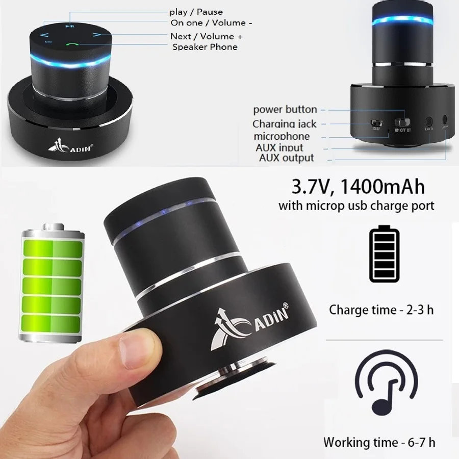 Adin 26w Touch Metal Bluetooth Vibration Speaker