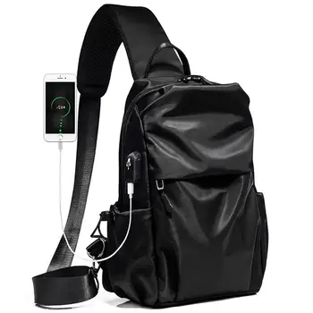 

Waterproof Crossbody Bags Male USB Charging Travel Bag with Shoulder Strap Multiple Pockets Chest Phone Pouch Trip Shoulder Bag