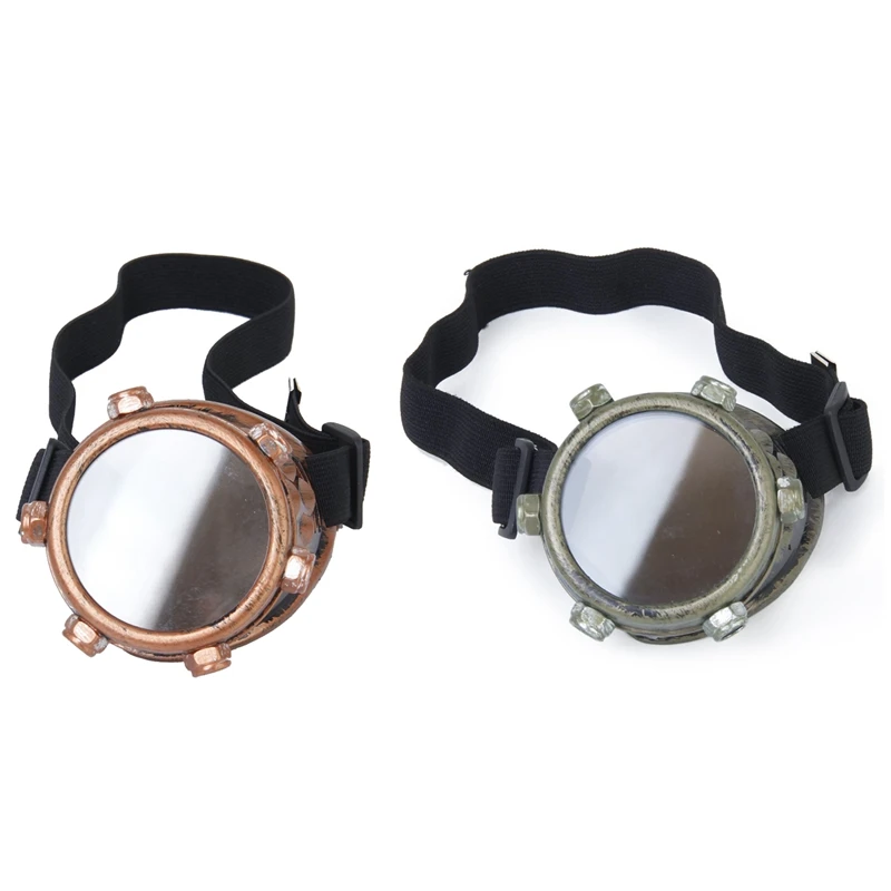 

2Pcs Safety Goggles Vintage Steampunk Goggles Cyclops Goggles Gothic Cosplay Costume for the Left Eye Bronze&Copper