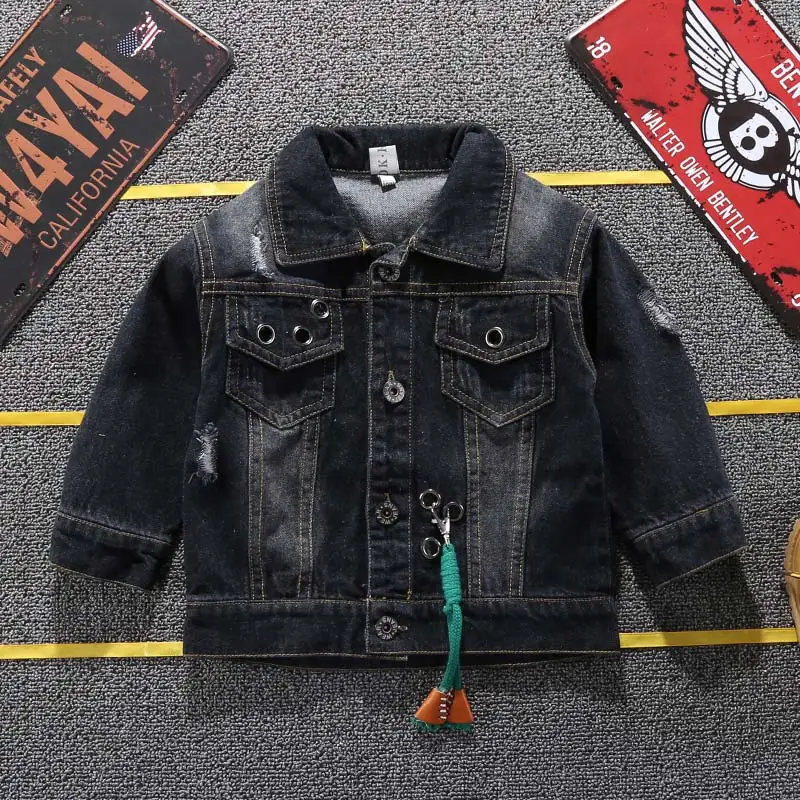 Fashion Children Mickey Denim Jacket Coat New Spring Autumn Kids Fashion Outerwear Boys Girls Hole Cartoon Jeans Coat 2-7Y - Цвет: as shown4