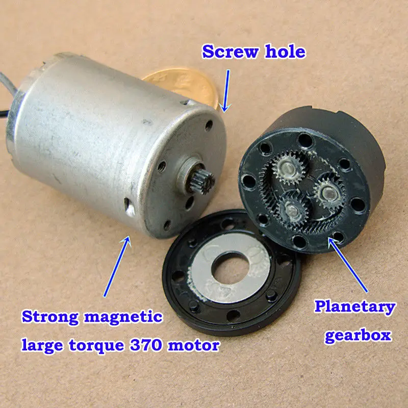 DC 3V-12V 6V 156RPM Micro 370 Planetary Full Metal Gear Motor Small Large Torque Electric Motor D shape Shaft Low Speed DIY
