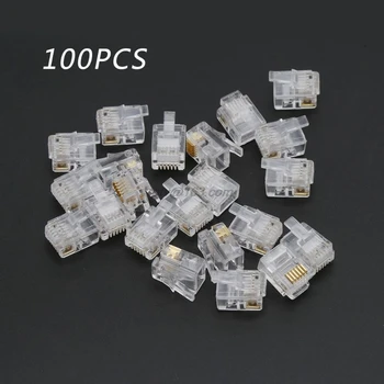 

100pcs RJ12 6P6C Modular Cable Head Telephone Connectors Crystal Plugs