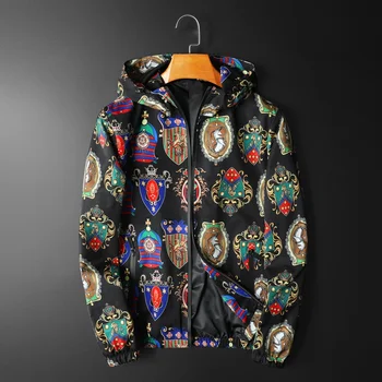 

2020 new spring luxury men jacket hooded print jacket men coat fashion Leisure jacket man