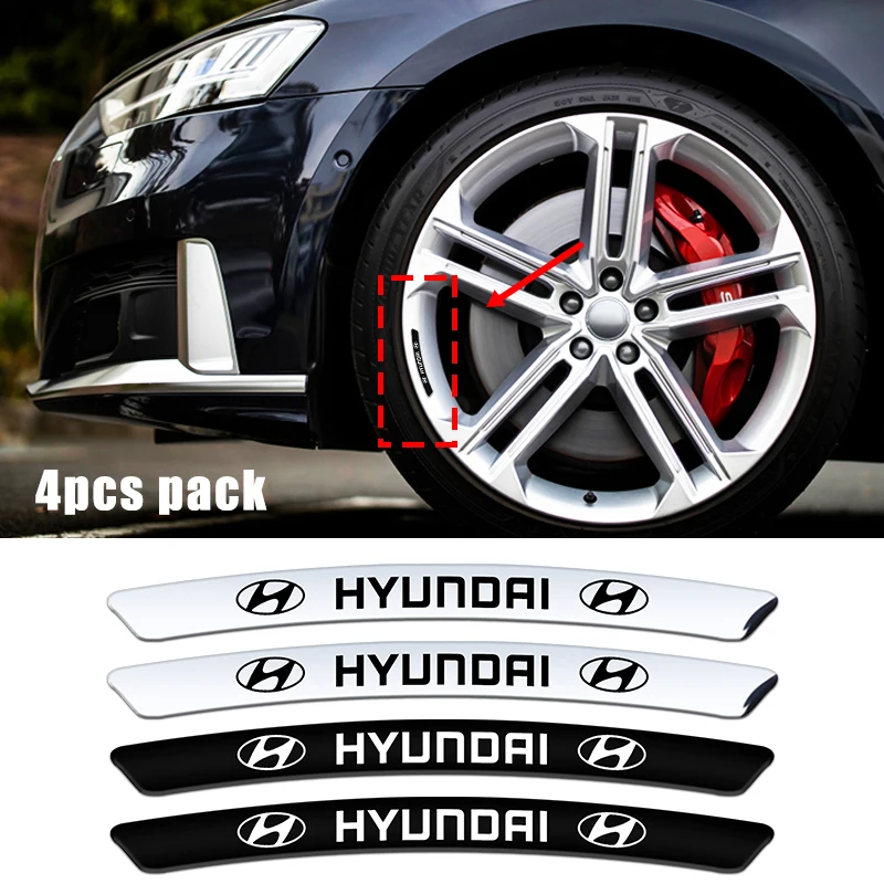 New 4Pcs Car Font Sticker Auto Door Rims Wheel Hub Decal Exterior Accessories Products For Hyundai Santa Fe Sonata Solaris Azera |