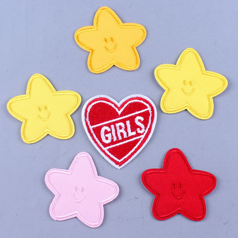 

Pulaqi DIY Craft Pentagram Star Patch Custom Iron on Patches for Clothing Applique On Clothes Lovely Badges for Clothes Patch F
