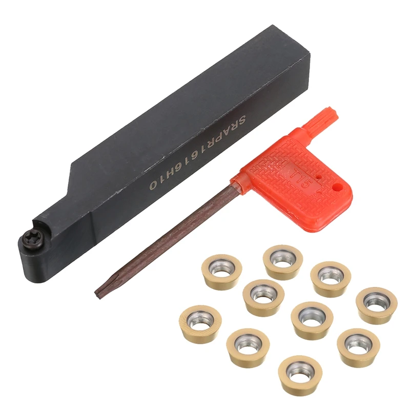 

Good Toughness Srapr1616H10 Cnc Face Milling External Lathe Blade Holder Turning Boring Tool + 10Pcs Rpmt10T3Mo Inserts