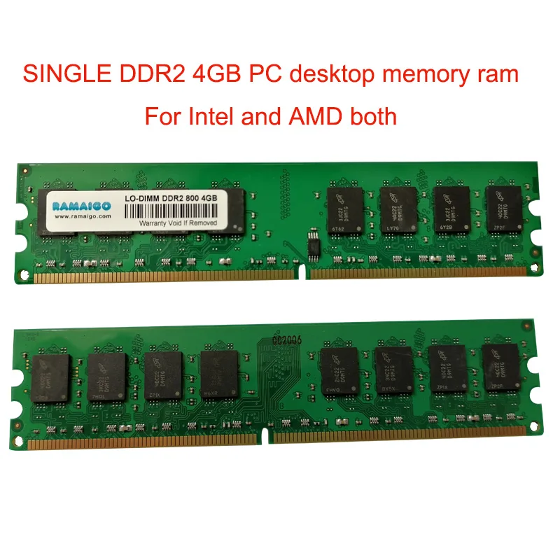 

RAMAIGO DDR2 4GB 8GB 800MHZ 667MHZ PC6400 PC Deskop RAM memory Single DDR2 4GB PC ram for Intel AMD motherboards