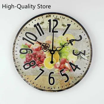 

HQ Modern Design Silent Wall Clock Fruits Picture Kitchen Dining Room Decor Wall Large Home Decorative Watches Wall Clock