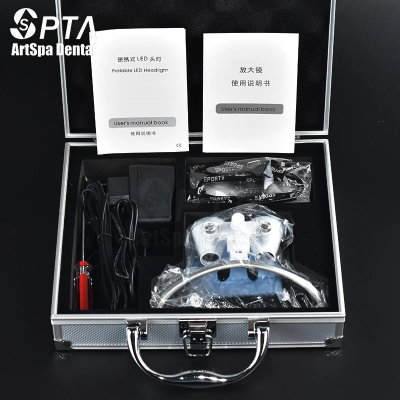 D lupy okulary powiększające głowica stomatologiczna i chirurgiczna lekka skrzynka aluminiowa zestaw narzędzi medycznych dentysta oświetlenie stomatologia 6 D lupy okulary powiększające głowica stomatologiczna i chirurgiczna lekka skrzynka aluminiowa zestaw narzędzi medycznych dentysta oświetlenie stomatologia 6