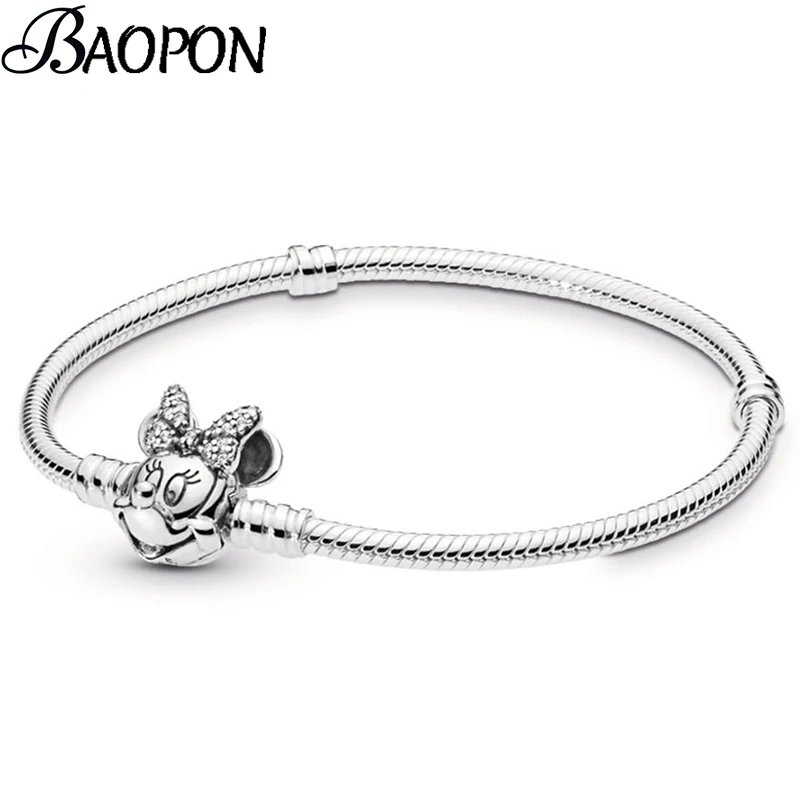 R017 BAOPON, высокое качество, Подлинная Серебряная цветная змеиная цепь, прекрасный браслет, Подходит для европейских браслетов-шармов для женщин, сделай сам, изготовление ювелирных изделий - Окраска металла: R017