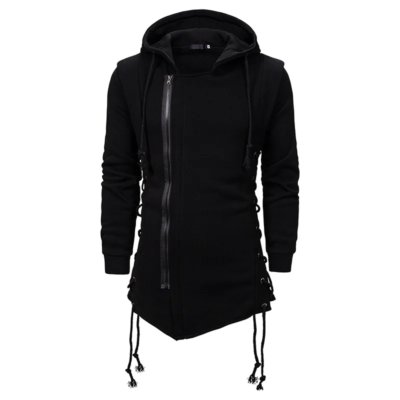 Black PADEGAO новые модные мужские толстовки с капюшоном на молнии Длинные облегающие свитшоты в стиле High Street панк спортивная одежда пальто большого размера M-XXL - Цвет: Black