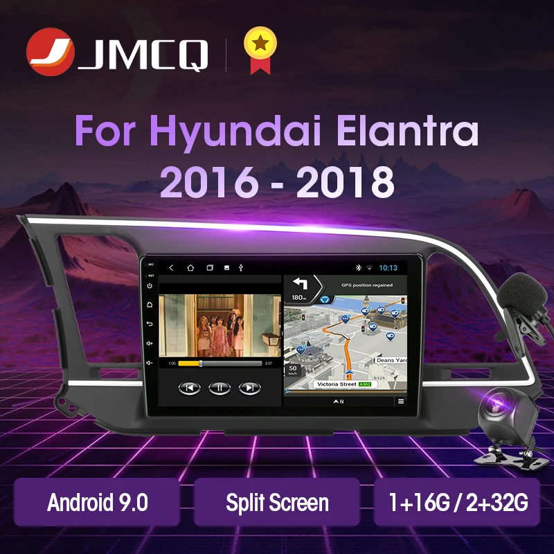 

JMCQ Android 9.0 T3L PLUS For Hyundai Elantra 6 2016-2018 Car Radio Multimidia Video Player Navigation GPS 2G+32G DSP 2din 2 din