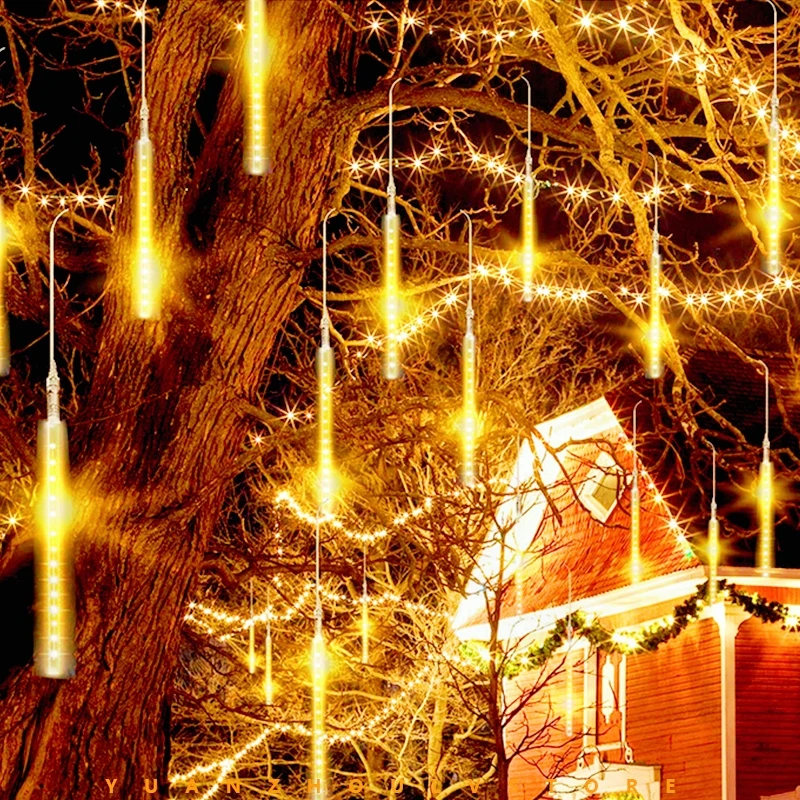 

1/4/6/8 Tubes LED Waterproof EU/US Plug Garland Light Meteor Shower Rain String Light Icicle Snowfall Xmas Outdoor Decor Lamp