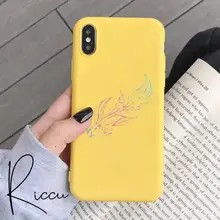  Feather fashion art hollow Phone Case for iPhone 8 7 6 6S Plus X 5S SE 2020 XR 11 12 Pro mini pro XS MAX Candy yellow Cases 
