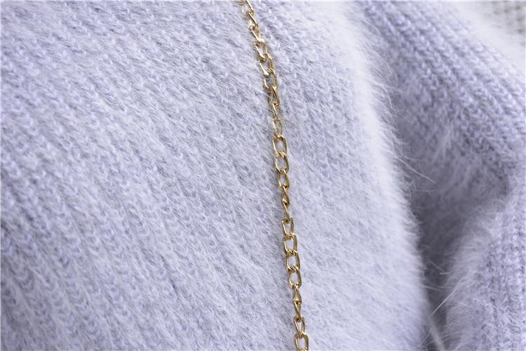 High quality pure Angora rabbit hair sweater mink short women's sweater bat sleeve base thickening in spring and Autumn