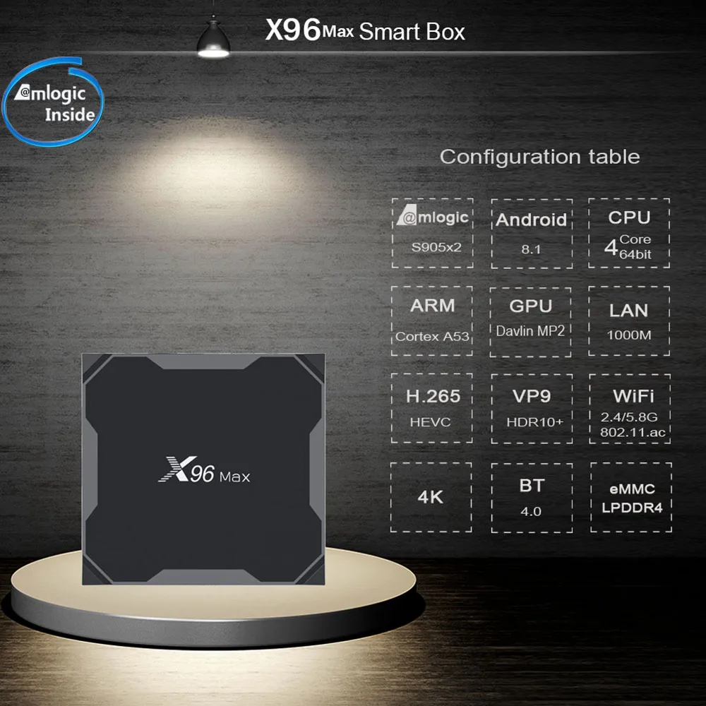 X96Max Smart TV BOX Android 8.1 Amlogic S905X2 LPDDR4 Quad Core 4 GB 32 GB 64 GB 2.4G & 5 GHz Wifi BT 1000 M 4 K Set top box X96