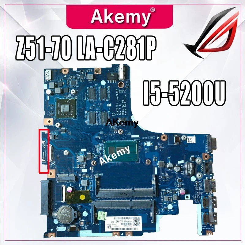 LA-C281P материнская плата для ноутбука lenovo Ideapad Z51-70 оригинальная материнская плата I5-5200U R7-Video