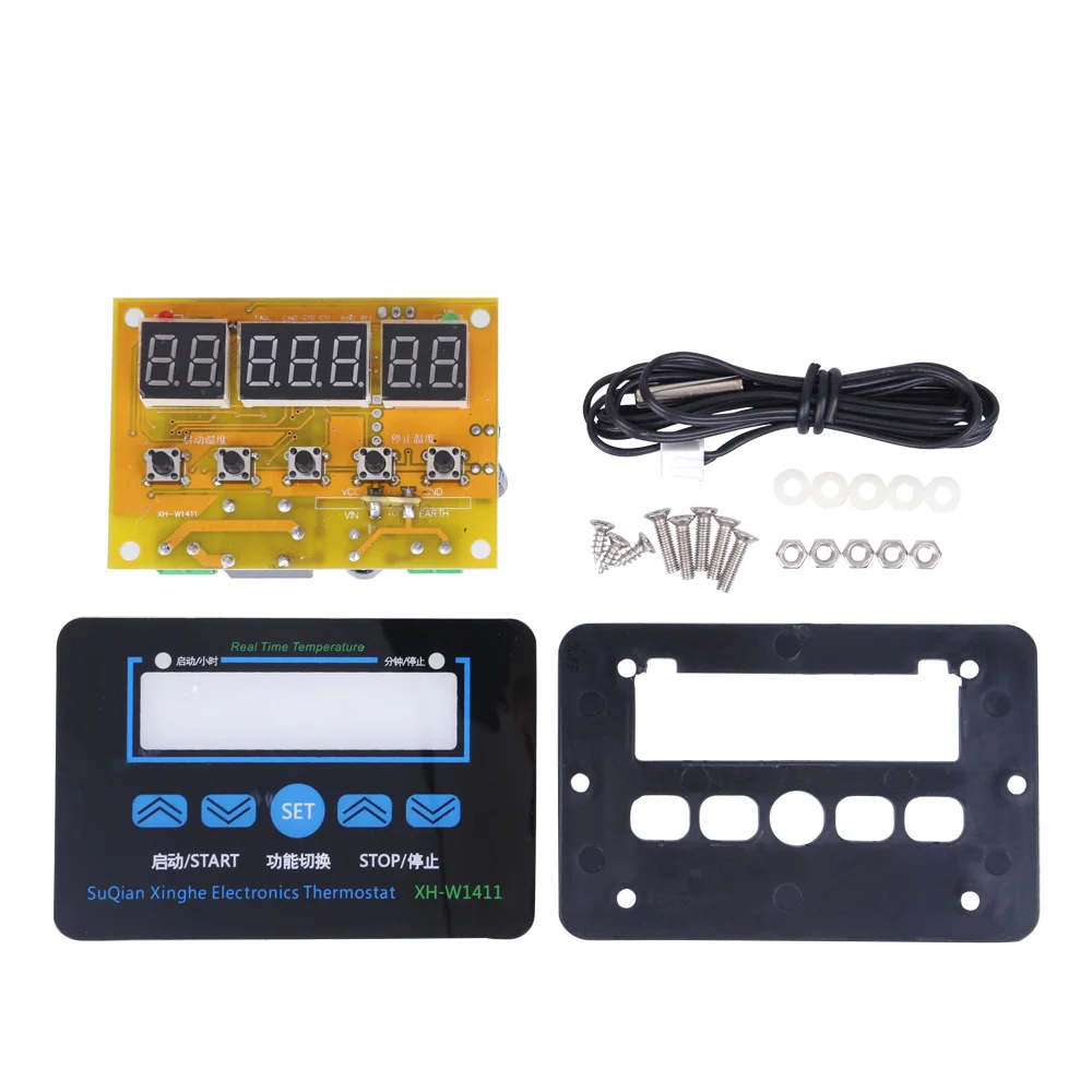 XH-W1411 12V/220V Digital Three-display LED Temperature Controller Thermostat Control Switch -19~99