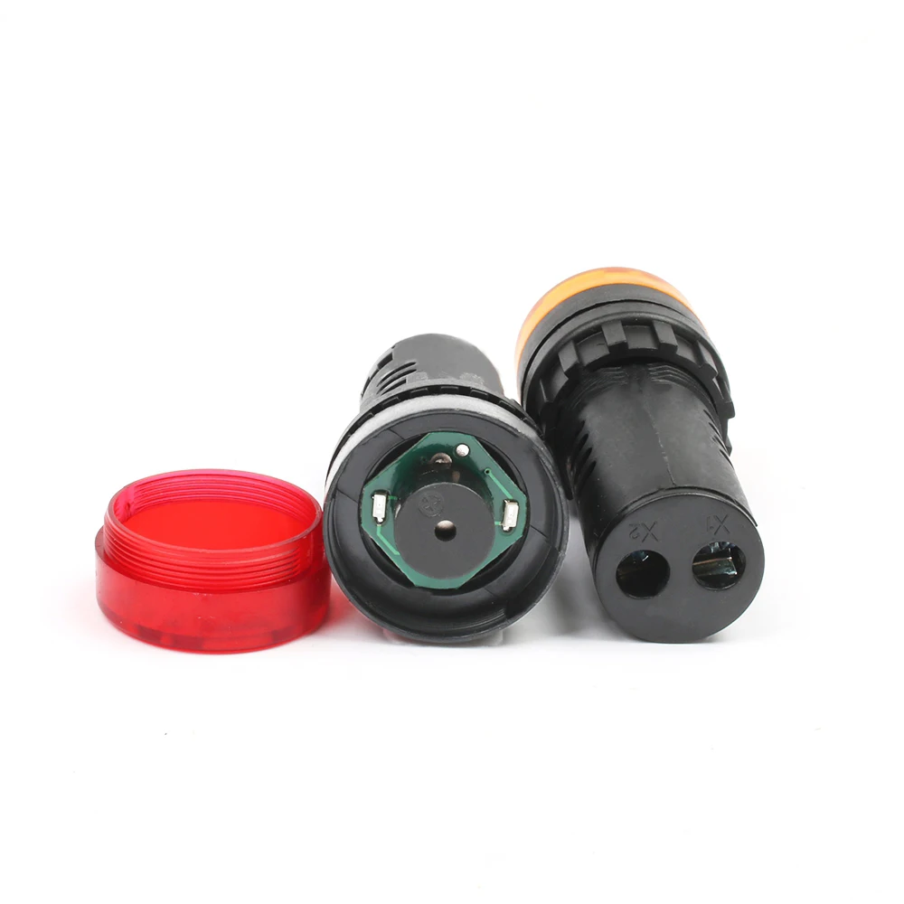 20pcs AD16-22SM 22mm 12V 24V 110V 220V Flash Signal Light Red LED Active Buzzer red yellow green