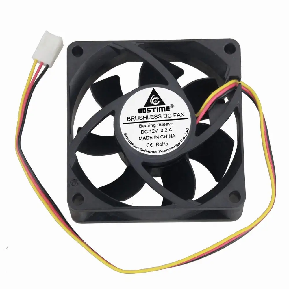 Gdstime 7 см 70 мм 70x70x25 7025s 3Pin 12 В DC Бесщеточный вентилятор охлаждения с FG функциями для