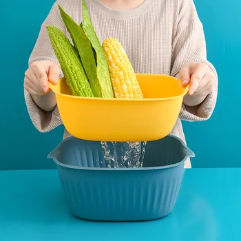 

Double Layer Washing Basin Drain Basket Household Square