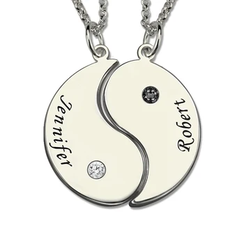 

AILIN Birthstone Yin Yang Necklace Engraved Couple Name Pendant Yin Yang Valentine's Day Gift