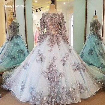 

LS00034 evening dress lace beading ball gown long party formal dress organza robe de soiree abendkleider 2018 real photos