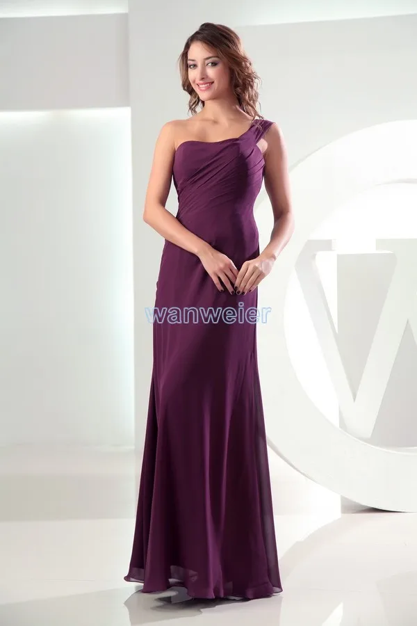 free shipping famous vestidos formales red one-shoulder sexy long burgundy floor length dress custom Bridesmaid Dresses