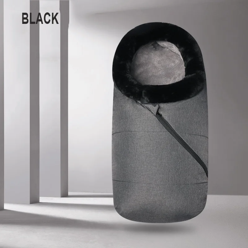 black Спальный мешок для малышей, детский конверт, коляска, зимний теплый Противоскользящий спальный мешок для младенцев, ветронепроницаемый плотный спальный мешок для новорожденных - Цвет: black
