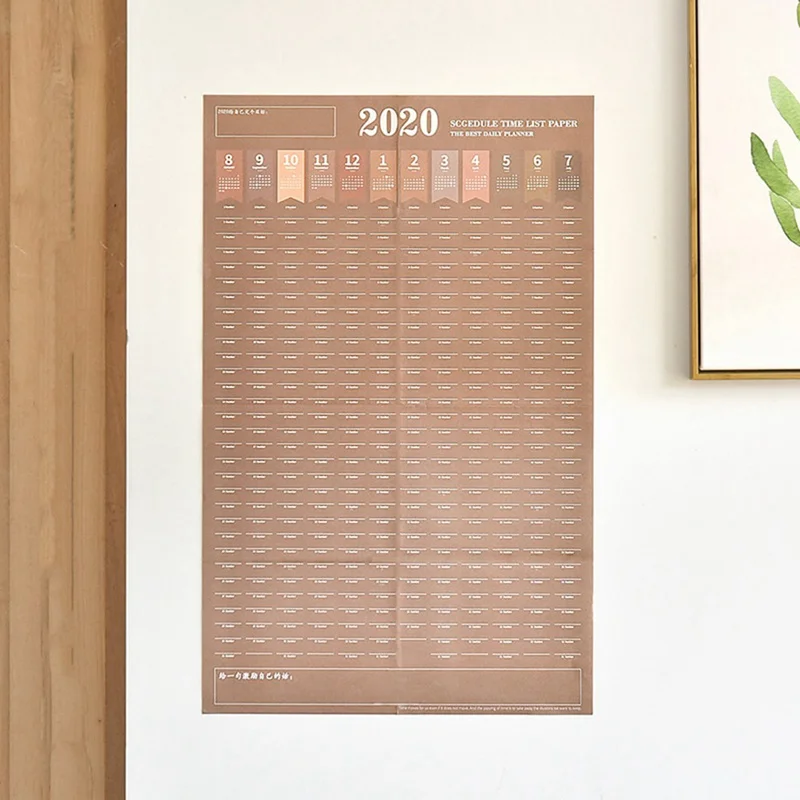 Creative Large Calendar Planner Planner 365 Days Punch Card Fitness Schedule Self-discipline Table To Send 4 Stickers