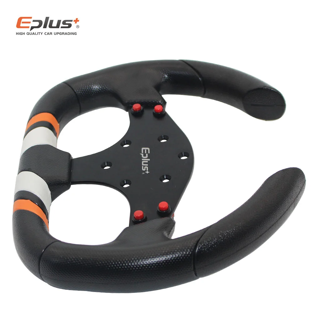 EPLUS 자동차 스타일링 스포츠 스티어링 휠, 레이싱 타입 PU 범용, 13 인치 310mm 알루미늄 개조 개조 카트
