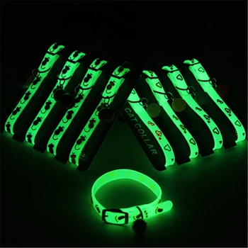 

Adjustable Rubber Luminous Pet Puppy Dog Cat Collars With Bells Ball Random Color Collar For Pet In Halloween Xmas Accessories