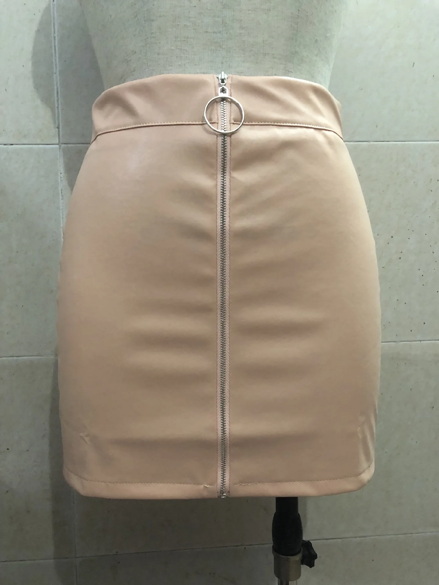 Сексуальная Женская мода Высокая талия молния искусственная кожа короткий Карандаш Bodycon мини-юбка белая юбка