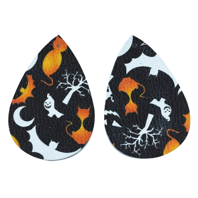 F Серьги на Хэллоуин, Череп, тыква, КАПЛЕВИДНАЯ искусственная кожа, богемные висячие серьги - Цвет: F