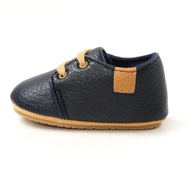 New Baby Shoes Retro Leather Boy Girl Shoe Bebes Multicolor Toddler Rubber Sole Anti-slip First Walkers Infant Newborn Moccasins Navy