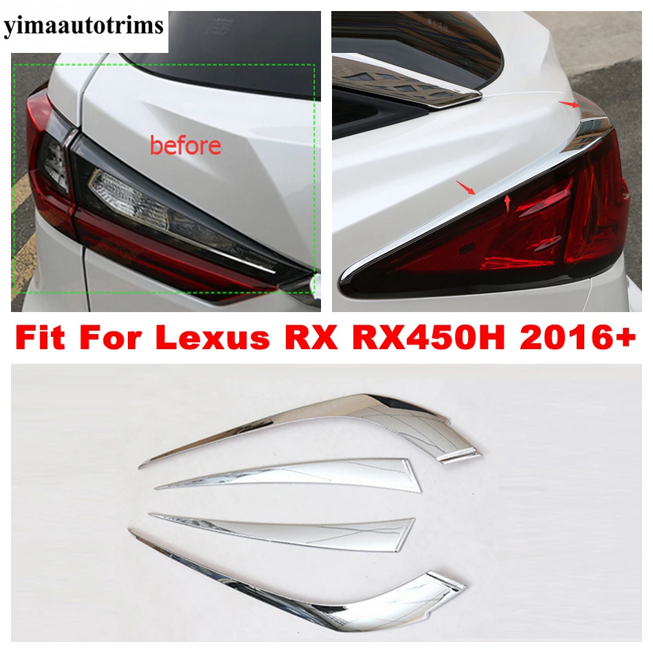 

Exterior Accessories Fit For Lexus RX RX450h 2016 2017 2018 2019 2020 2021 ABS Chrome Rear Trunk Lamp Lights Eyebrow Cover Trim