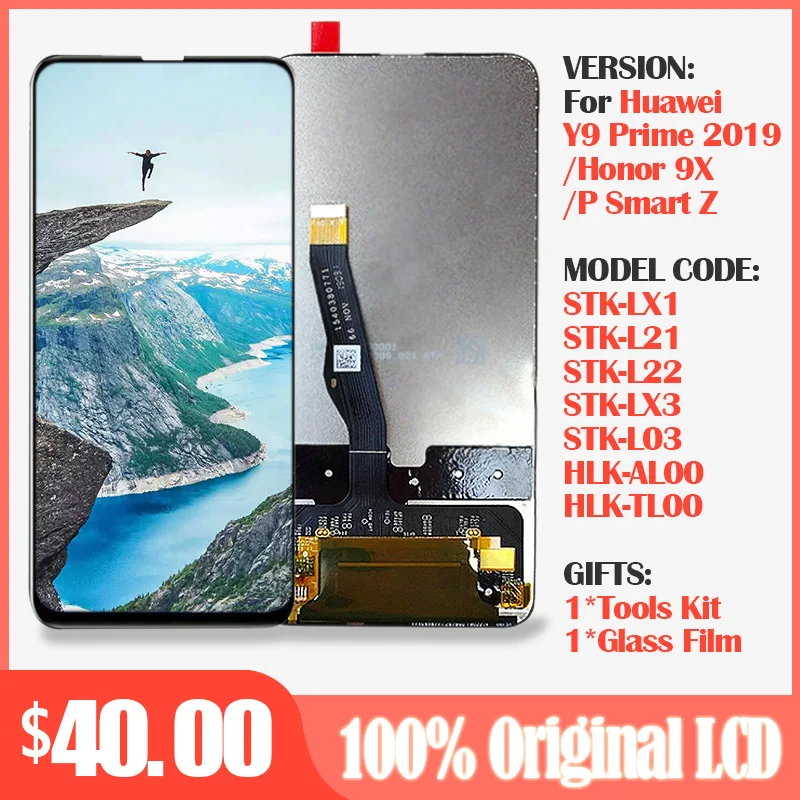 6,59 ''Дисплей для HUAWEI P Smart Z Honor 9X Y9 премьер- ЖК-дисплей+ Сенсорный экран Запчасти для авто STK-LX1 STK-L22 STK-LX3