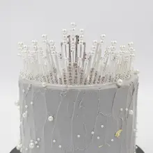 Жемчужная Корона невесты головной убор на день рождения шляпа торт украшение Хлебобулочные украшения