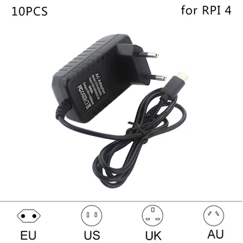 

10 PCS Raspberry Pi 4 Power Adapter DC 5V 3A Output USB Type C Power Supply EU US UK AU Plug Power Charger for Raspberry Pi 4 B