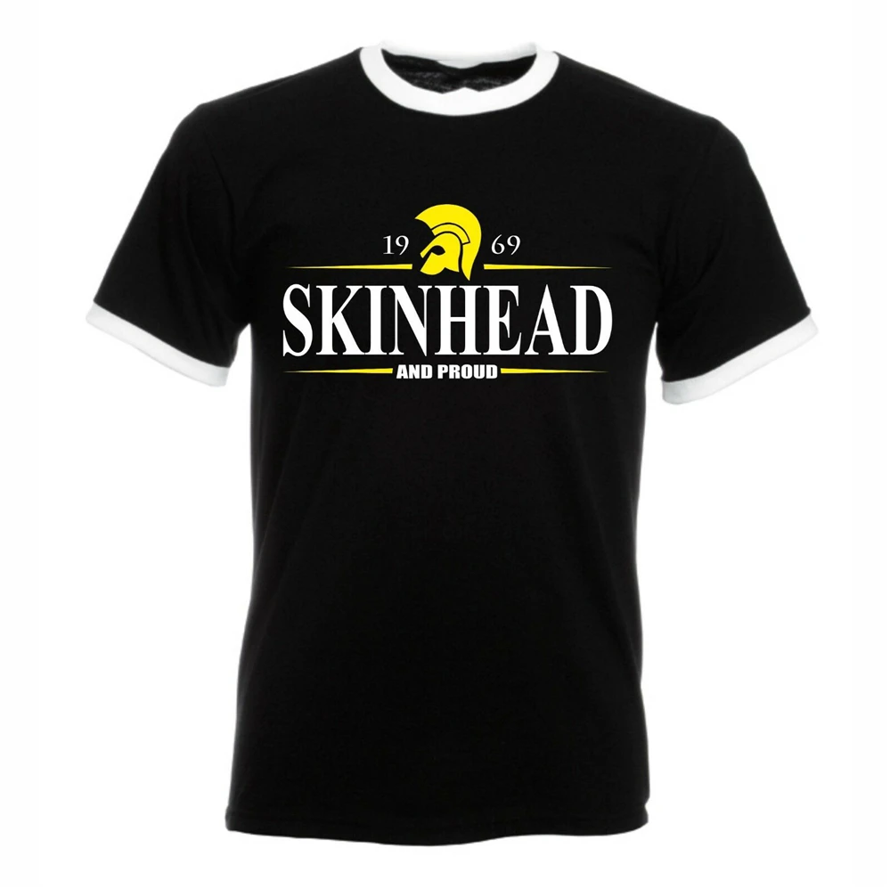 Футболка для мужчин женщин skinhead and proud skins Троянские регги СКА черные высокое