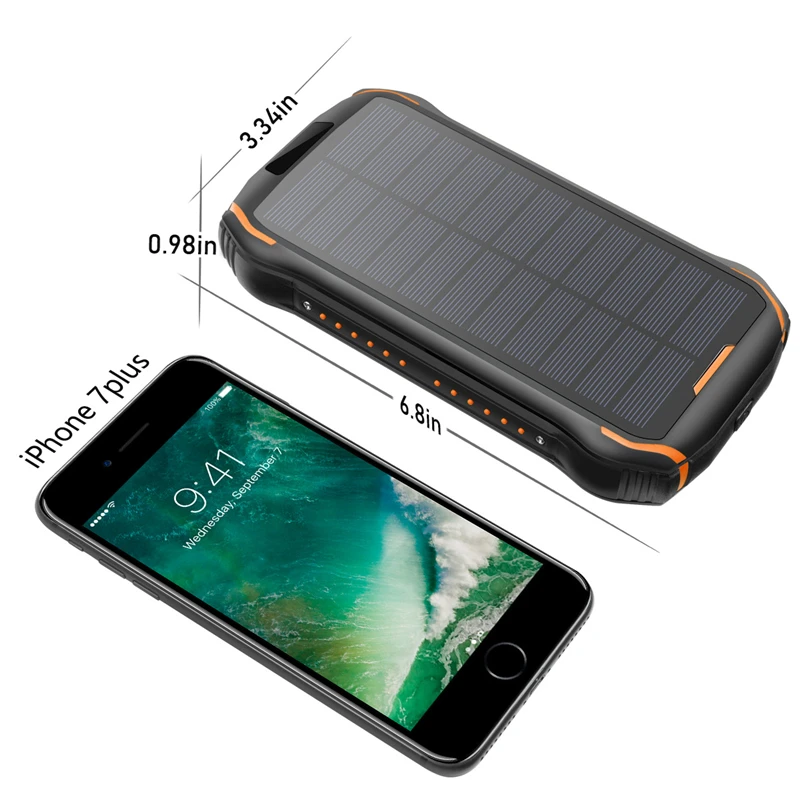 26800mAh Solar Power Bank 15W Qi Wireless Charger for iPhone