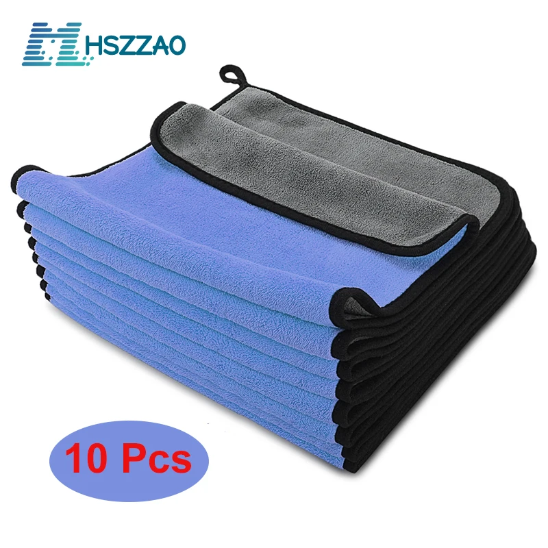 On Sale Microfiber-Towel Cloth Detailing Car-Care Cleaning-Drying Blue Hemming 40/60CM 1005001322398249